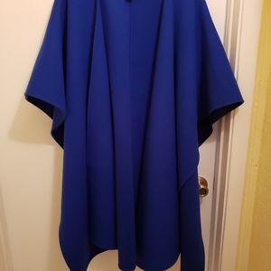 Royal blue full length poncho, never worn.